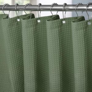 VANZAVANZU Rideau de Douche Motif Gaufre avec Anneaux en Métal Imperméable Anti-Moisissures Polyester Tissu Rideau Salle de Bain Lourd pour Baignoire Cabine de Douche - 92x182CM (Vert) (VANZAVANZU FR, neuf)
