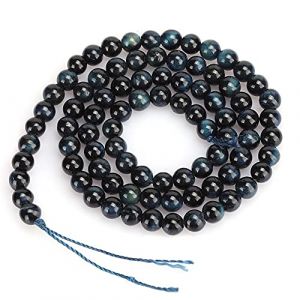 Perles d'oeil de Tigre, 4mm 8mm Pierre Naturelle Bleue Ronde en Vrac Perle pour Collier à Faire Soi-Même Bracelet Fabrication de Bijoux (4mm - 92Pcs/String) (Jenngaoo, neuf)