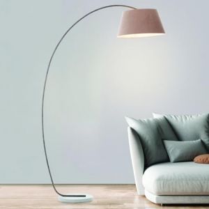 Lightbox lampadaire avec abat-jour décoratif en tissu - 196 cm de hauteur x 50 cm de largeur - lampadaire en arc avec interrupteur à pied et tête pivotante - douille E27 max. 60 W - en (Lightbox-Shop, neuf)
