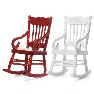 Odoria Miniature 1/12 Fauteuil à Bascule 2Pcs Accessoire Maison de Poupée, Blanc and Rouge (Cardinas, neuf)