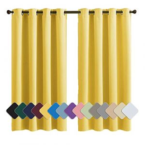 MENGH Rideau Insonorisant 220x160cm Jaune Rideau Fenêtre Cuisine, Isolation Thermique Installation Facile Anti Moisissure Antibactérien, pour Salon Chambre Décoration (LIFENGQIHANG, neuf)