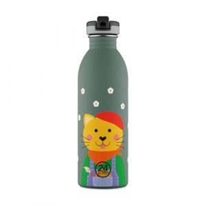 24BOTTLES Kids Bottle - Gourde Enfant Maternelle Primaire avec Paille 500 ml 100% Hermétique, Gourde Inox Enfant 18/8 BPA Free, Gourde Fille Garçon Sport Loisir, Bouteille Sûre Légère, [Non Isotherme] (24Bottles, neuf)