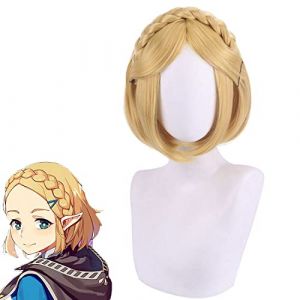 Perruque de déguisement pour Halloween, Noël, fête costumée, Zelda The Legend of Zelda, Breath Of The Wild Sequel cheveux courts Princesse (long zhu tang, neuf)