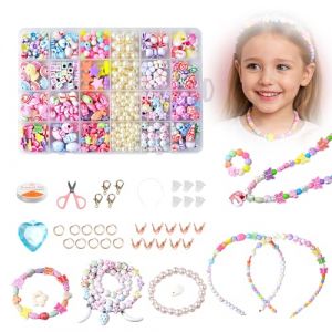 500 Pcs Perles pour Bracelet Enfant, Kit DIY Cr&eacute;atif 24 Types, Coffret de Bijoux Color&eacute;s pour Filles 5-14 Ans, Id&eacute;al pour Activit&eacute;s Manuelles, Anniversaires et Cadeaux (ChaoHuiYongFa, neuf)