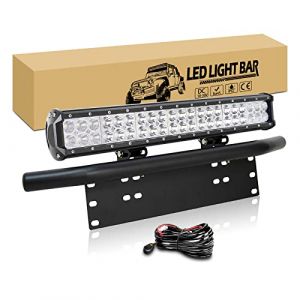 RIGIDON 51cm 126W Barre Led, 58cm Support de Fixation de Plaque D'immatriculation et 12V câblage kit, Barre Lumineuse LED pour Offroad Véhicules Voiture 4x4 Camion, 6000K feu antibrouillard (JIANDAO, neuf)