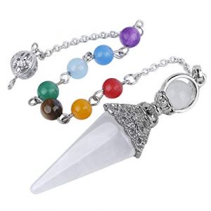 mookaitedecor Cristal de Roche Divinatoire Pendule Radiesth&eacute;sie Pierre Facette Cristal C&ocirc;ne Pointe pour Divination Voyance Esot&eacute;risme (polaoyi, neuf)