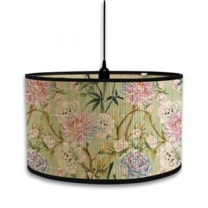 Morbuy Abat-Jour en Bambou, Motif Floral de Luxe Rétro, Diamètre 30cm Abat-Jour Tambour Rechange pour Lampe de Chevet, Lampe de Table, Lampadaire, Lampe de Plafond, Décorer (Vert Clair) (Morbuy, neuf)