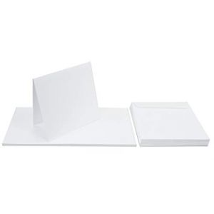 Netuno Lot de 50 cartes pliantes avec enveloppe, cartes pliantes blanches, carrées, blanches, carrées, enveloppes blanches, carrées, enveloppes (netuno, neuf)