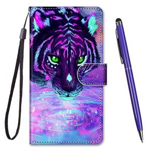 Toucasa Coque pour Samsung Galaxy A03S, Housse en Cuir PU Samsung Galaxy A03S, 3 Emplacements Cartes &Eacute;tui Coque Galaxy A03S Magn&eacute;tique Etui Housse pour Samsung Galaxy A03S (Tigre Violet) (Mltour-EU, neuf)