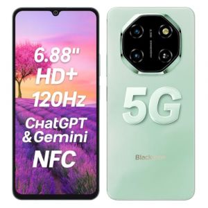 Blackview Smartphone Shark 6 5G avec IA, 24GO+128GO, &Eacute;cran 6.88" HD+ 120Hz, 3 Assistants IA Int&eacute;gr&eacute;s, Cam&eacute;ra 16MP+8MP, Batterie 5000mAh, Double SIM 5G, Android 15 T&eacute;l&eacute;phone D&eacute;bloqu&eacute;, GPS NFC, Vert (ANKITA TEXTILE LTD, neuf)