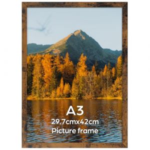 Vasemouh Cadre A3 Rustique en MDF Bois Marron, Cadre Mural 29.7 x 42 cm (Affichage Vertical/Horizontal), pour Photos, Dipl&ocirc;mes, et Affiches,1 Pi&egrave;ce (SlientHill, neuf)