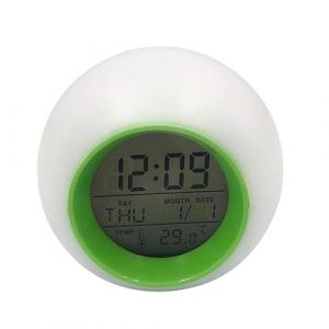 Zerodeko R&eacute;veil Num&eacute;rique Unique Calendrier Perp&eacute;tuel Rond D&eacute;coration De Bureau en Plastique Tendance Color&eacute; Vert Pas Besoin De Pile Alarme Silencieuse (Joseph Xu, neuf)