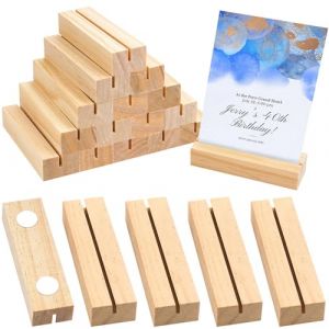Lot de 20 porte-cartes en bois avec rainure droite et nanogel - Porte-cartes de table - Porte-cartes de menu - Porte-cartes postales en pin pour mariages, f&ecirc;tes, banquets (PZMX, neuf)