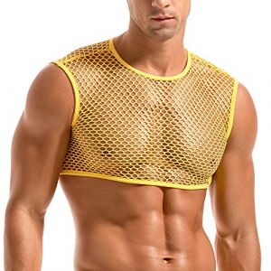 Amy Coulee Maillot de corps en résille pour homme, jaune, M (zima, neuf)
