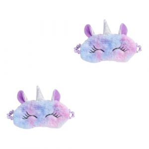 KOMBIUDA 2 Pièces cache-oeil patch yeux bandeau yeux sleeping mask cache yeux mignon couvre-yeux bandeau corne de licorne sommeil stickers patch de sommeil dormir les yeux bandés Violet (Busk Sunset, neuf)