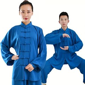 Kung Fu V&ecirc;tements Tai Chi Uniformes Kung FU Costume Arts Martiaux Costume Tenue Wing Chun pour Homme Et Femme,Blue-M (CHUNHUISHOP, neuf)