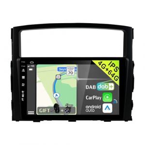 YUNTX [DAB-4G+64G] Android 14 Autoradio Radio de Voiture pour Mitsubishi Pajero 4 V80 V90 2006-2016-[Int&eacute;gr&eacute; Dab/CarPlay Android Auto/DSP/GPS]-MIC+CAM-Bluetooth 5.0/IPS 9" &Eacute;cran Tactile (flyyun, neuf)