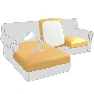 Housse de Coussin de Canap&eacute;, Housse Coussin D'assise Extensible Antid&eacute;rapant Housse de si&egrave;ge de canap&eacute; pour canap&eacute; imperm&eacute;able, Simili Cuir Housse de Coussin de Canap&eacute; (Tr&egrave;s Grand 3 Places,Jaune) (ZIQIONG, neuf)