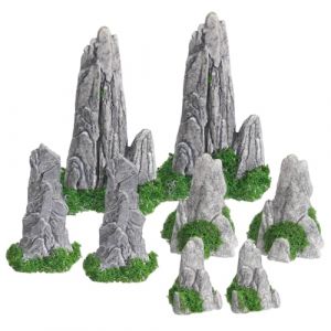 ZHITENG 8 Pi&egrave;ces Montagne D&eacute;corations Miniatures, Mini D&eacute;coration de Rocaille D&eacute;corations Miniatures, Jardins Zen Mini Bonsa&iuml; Montagne pour Decoration Aquarium Bonsai Artificiel Jardins Zen Terrarium (AZHITENG, neuf)
