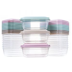 QILZO Lot de 24 R&eacute;cipients en plastique 320ml R&eacute;cipients pour aliments sans BPA Bo&icirc;te &agrave; repas pour micro-ondes et lave-vaisselle, cong&eacute;lateur (Highill Shop, neuf)