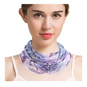 UK_Stone Femme 100% Soie de Mûrier Tour de Cou Faux Col Foulard Écharpe de Cou Cercle Tube Écharpe (#15) (UK_Stone, neuf)