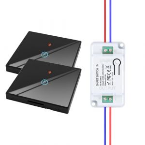 HYHIOTS RF433 Kit d'interrupteurs sans fil, interrupteur de s&eacute;curit&eacute; &eacute;metteur sans fil 230 V et contr&ocirc;leur de r&eacute;cepteur, 10 A, interrupteur sans fil, interrupteur de lumi&egrave;re mural, interrupteur (HYHIOTS SMART LIFE, neuf)