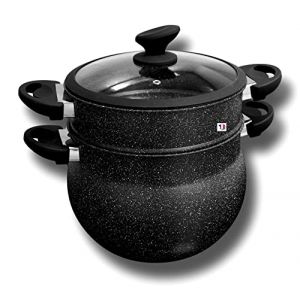 Cflagrant® Couscoussier/Cuit Vapeur Tous Feux Dont Induction Façon Pierre avec Joint D'étanchéité Silicone Cuisson sans Matière Grasse (10Litres 10/12 Personnes) (Cflagrant France??, neuf)