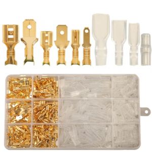480pcs Cosses électriques à Sertir Plate Mâles et Femelles de 2,8 mm, 4,8 mm, 6,3 mm avec Manchon Isolant, Cosse Electrique Automobile Cosses Voiture Assortiment, Connecteurs électriques Kit a Sertir (Feggizuli-EU, neuf)
