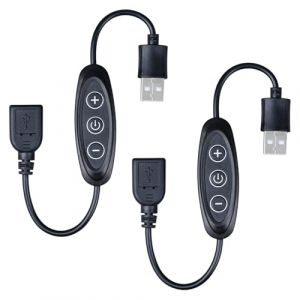 GOMING 5V USB Dimmer Interrupteur Féminin à Mâle 10 Niveaux de luminosité Pour Bande lumineuse LED Monochrome USB(2 Pièces) (KXZM, neuf)