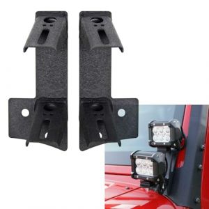 Willpower 2 Pièces Support de Lampe de Travail LED, Conception à Double Lumière, Supports de Pare-brise Supérieurs - Kit de Support de Fixation de Montant A pour Montant pour 07-17 Wrangler JK (YZ-EU, neuf)