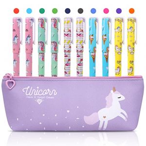 OFFCUP Papeterie pour Licorne, Cadeau de Papeterie Licorne avec Sacs de Cordon et des Trousse Scolaire et Carnet et Autocollants et 10 Stylo Gel et Notes Autocollantes pour Les Filles de 4-11 Ans (BEST-SELLER5, neuf)