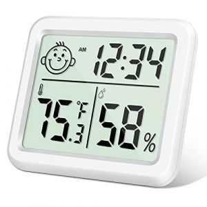 flintronic Thermomètre Hygromètre Intérieur Numérique à Haute Précisio, Thermomètre Visage Souriant Mignon Grand Écran UltraFin, Moniteur de Température et Humidimètre pour Maison, Bureau, Reptiles (flintronic®-fr, neuf)