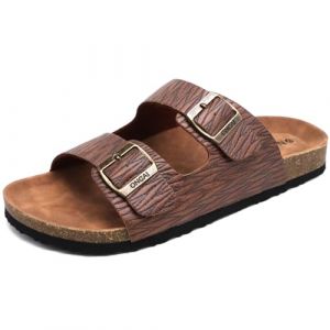 ONCAI Sandales Homme,Claquette Slide Mules de Plage Loisir Bout Ouvert Chaussures de Plage Antid&eacute;rapant &Eacute;t&eacute; Chaussons Grain de bois Kaki EU 44.5 (JLL66, neuf)
