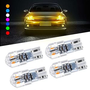 Sidaqi 4X T10 168 W5W LED d&ocirc;me de voiture Wedge Light 3030 SMD 8 LED D&eacute;codage du courant constant continu Lampe de lecture de voiture &agrave; LED &Eacute;clairage de la plaque d'immatriculation 12-24V-Ambre (Caiwanbing, neuf)