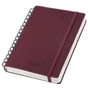 POPRUN Agenda 2025 2026 Journalier 21,5 x 14,5 cm, D'Août 2025 à Juil 2026 12 Mois 1 Page par Jour A5 Agenda, Planner Scolaire Couverture Souple en PU Cuir Spirale, Papier 80g/m², Bordeaux (Time Works Wonders, neuf)