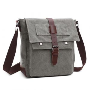 DORRISO L&eacute;ger Sac Bandouli&egrave;re R&eacute;tro Homme Sacoche Sac pour 10.9 Pouces iPad avec Sangle R&eacute;glable Multiples Poches pour Travail Voyage Ext&eacute;rieur Toile Homme Sac D'&eacute;paule Gris (MALIK SHENEM LTD, neuf)