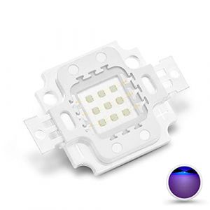 Chanzon Puce LED Haute Puissance 10W Violet Ultraviolet (UV 365nm/900mA/DC 9V-11V/10 Watt) SMD COB Composants Émetteur de Lumière Diode 10 W Ultra Violet Ampoule Lampe Perles DIY Éclairage (Chanzon FR, neuf)