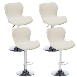 Levoberg 4PCS Housse de Tabouret de Bar Incurv&eacute; Extensible Housse de Chaise de Bar avec Dossier Elastique Couverture Tabouret Haute de Cuisine Beige (Levoberg-EU, neuf)