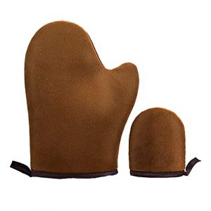 Faux gant de bronzage pour le corps | I Don't Want Tan On My Hands – Gant applicateur autobronzant avec pouce, sans traces, application uniforme, velouté, réutilisable et lavable (marron) (Lanju-EU, neuf)