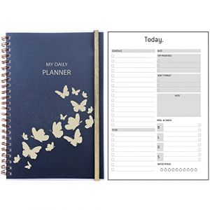 Agenda Journalier Sans Date A5, Planner Journalier avec To Do List & Schedule, Extra Notes Contact Traceur d'habitudes, Poche, Spirale, Undated Daily Planner Idée Agenda Scolaire Familial (Meetyou UK, neuf)