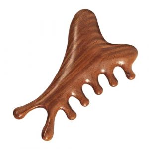 Pettine Massive - Brusque en bois de sandale, soins des cheveux naturels | Masseur en cuir du cuir, accessoire de bien-être, peigne antistatique, soins du corps, relaxant et résistant (angdle, neuf)