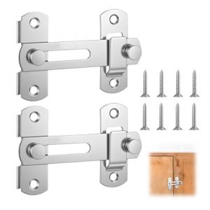 EUZOIX Lot De 2 Verrous De Porte Coulissante,Fermeture Porte,Serrure Porte Interieure,Loquet Porte Exterieur,Targette De Porteen Acier Inoxydable,Verrou De Porte Int&eacute;rieure &Agrave; 180 &deg;,Argent&eacute; (VANTONA TRADE S.R.L., neuf)