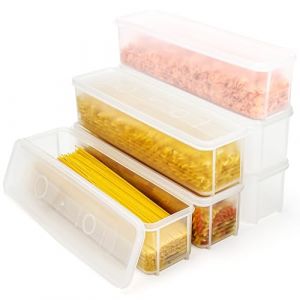 Belle Vous Lot de 6 R&eacute;cipients Alimentaires en Plastique avec Couvercle - Boites Alimentaires Herm&eacute;tiques sans BPA de 1300ml - Spaghettis - P&acirc;tes - Nouilles - C&eacute;r&eacute;ales - Riz (Tinyyo Europe, neuf)