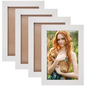 4 Pi&egrave;ces Cadre Photo Bois,17,5 x 12 cm Petit Cadr Photo avec Planche Arri&egrave;re avec Onglets,Photo En Bois,Cadres Stable,Solid Wood Picture Frame Blanc,Bilderrahmen Carr&eacute; pour Photos,Images et Posters (renyijingUK, neuf)