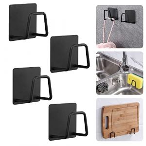 THATSRAD 4 PCS Porte-Éponge Autocollant en Acier Inoxydable 5 * 5 * 3.2cm Porte Eponge Cuisine Evier Crochet Autocollant Adhesif Noir Support Eponge Evier Cuisine INOX Crochet pour Éponge Brosse (NOISY ADRENALINE, UNIPESSOAL LDA, neuf)