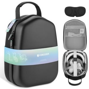 FOREGOER Étui de transport rigide compatible avec Meta Oculus Quest 2/Quest 3/Vision Pro, étui de rangement de voyage portable pour casque de jeu VR officiel original et accessoires de manettes (VISIO EU, neuf)