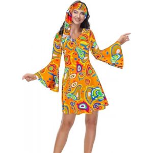 Jutrisujo Deguisement Disco Femme D&eacute;guisement Annee 80 Femme 60, 70, 90 Costume Remme Robe Vetement Halloween Hippie Carnaval Grande Taille Orange XL (jutrisujo Unique, neuf)