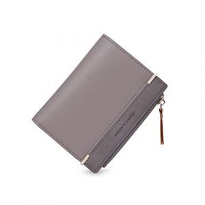 CHAOFANXI Porte-Monnaie pour Femme en Cuir PU Lisse et Souple, Petit Portefeuille Court, Gris (Michong, neuf)