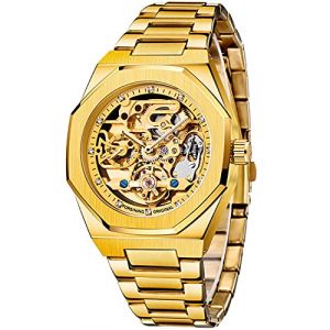 Tiong Montre Automatique Mécanique Automatique pour Homme Squelette Argent en Acier Inoxydable Noir Étanche Style Steampunk (Shenzhen Bo Si Ni Watch Co Ltd, neuf)