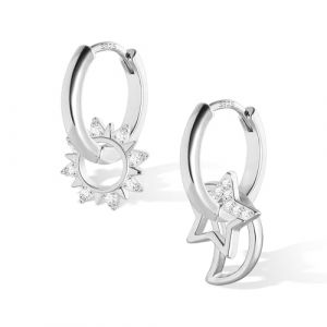 ALEXCRAFT Boucles d'oreilles Femme Argent Boucle d'oreille Lune et &Eacute;toile Boucle d'oreille Femme Etoile et Lune (Spunkcharms, neuf)